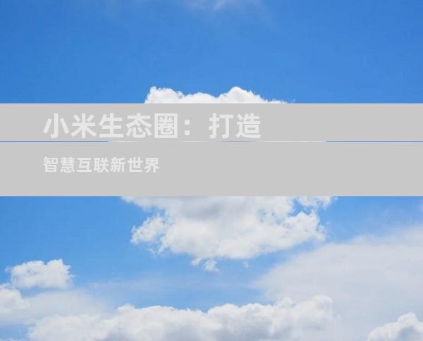 小米生态圈：打造智慧互联新世界